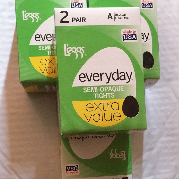 Leggs Womens Everyday 2-Pack Semi-Opaque Tights, A, Black - Lot of 4 Packs - Picture 1 of 3